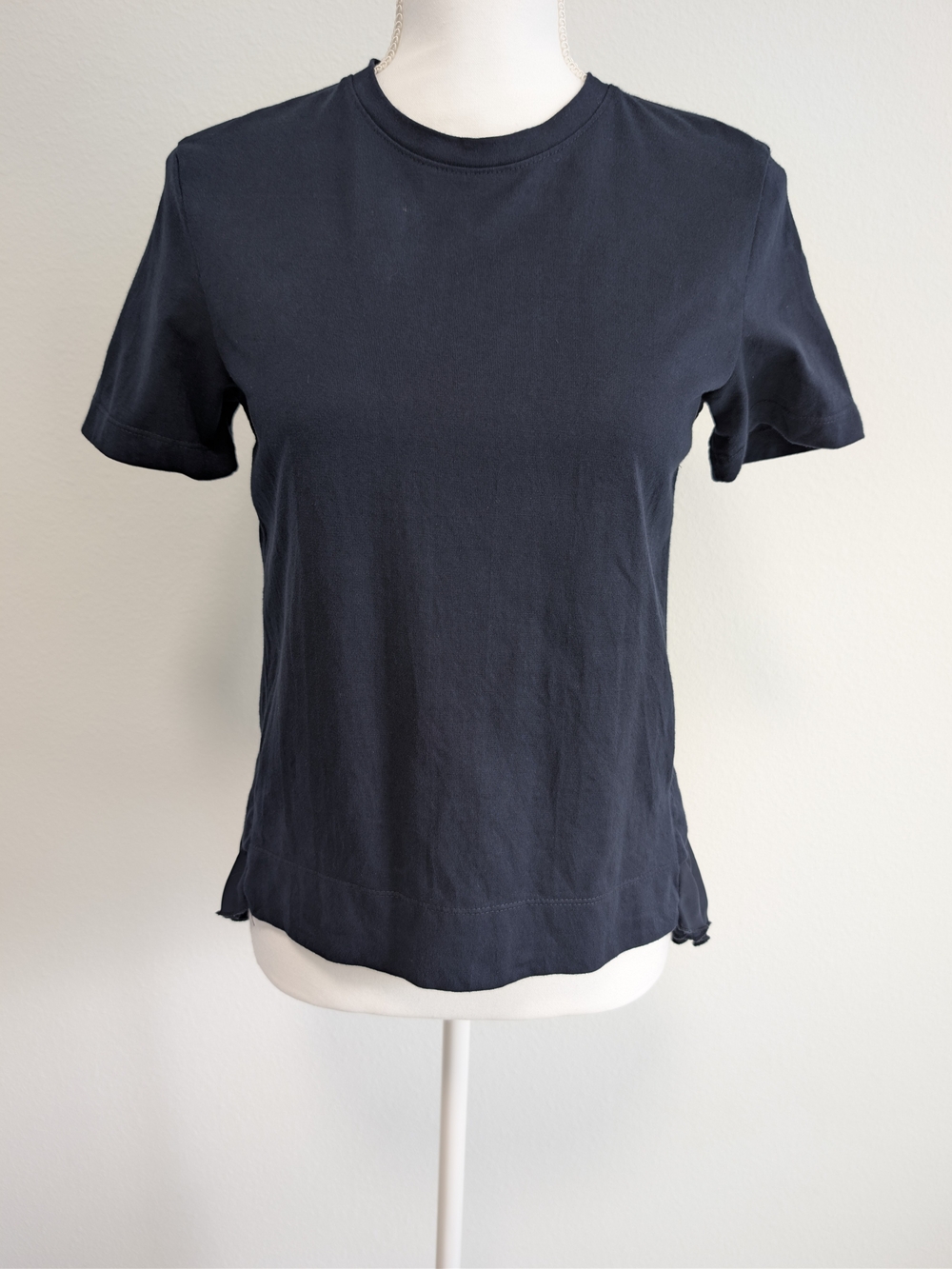 Banana Republic Navy Blue Short-Sleeve Essential Crewneck Top - Medium